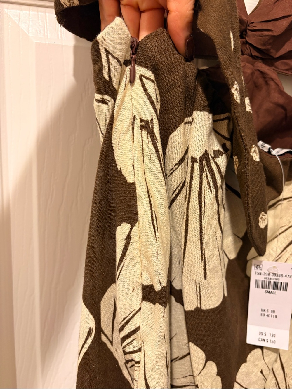 NWT Abercrombie & Fitch Brown Shell-Print Maxi Dress - Picture 7 of 8